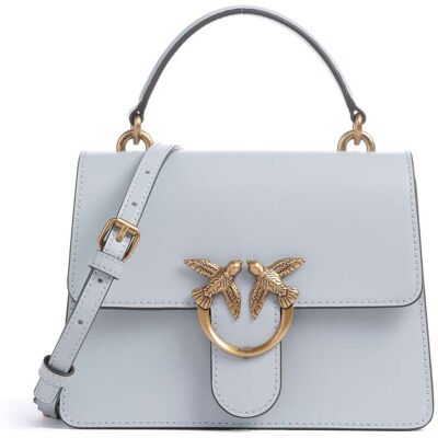 Pinko Love One Mini Handtasche aus Leder, blau Pinko Love One Mini Handtasche aus Leder, blau