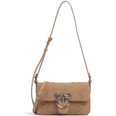 Pinko Love One Mini Slouchy Umhängetasche aus Leder, braun Pinko Love One Mini Slouchy Umhängetasche aus Leder, braun