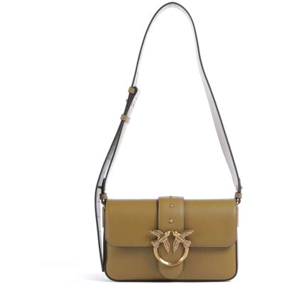 Pinko Love One Mini Slouchy Schultertasche aus Leder, oliv Pinko Love One Mini Slouchy Schultertasche aus Leder, oliv