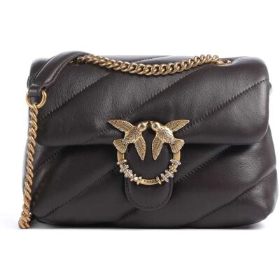 Pinko Love Puff Mini New Buckle Schultertasche aus Leder, braun Pinko Love Puff Mini New Buckle Schultertasche aus Leder, braun