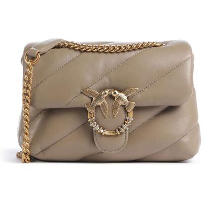 Pinko Love Puff Mini New Buckle Schultertasche aus Leder, braun Pinko Love Puff Mini New Buckle Schultertasche aus Leder, braun