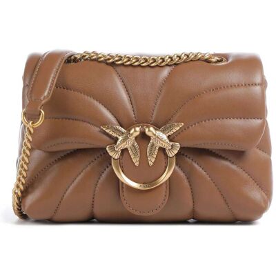 Pinko Love Puff Mini Schultertasche aus Leder, braun Pinko Love Puff Mini Schultertasche aus Leder, braun