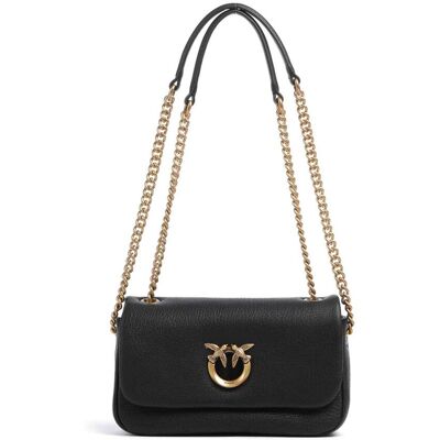 Pinko Click Soft Horizontal Chain Schultertasche aus Leder, schwarz Pinko Click Soft Horizontal Chain Schultertasche aus Leder, schwarz