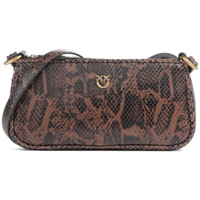 Pinko Half Moon Mini Umhängetasche aus Leder, braun Pinko Half Moon Mini Umhängetasche aus Leder, braun