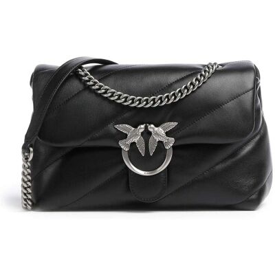 Pinko Love Puff Classic Schultertasche aus Leder, schwarz Pinko Love Puff Classic Schultertasche aus Leder, schwarz
