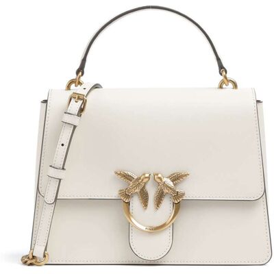 Pinko Love One Classic Handtasche aus Leder, beige Pinko Love One Classic Handtasche aus Leder, beige