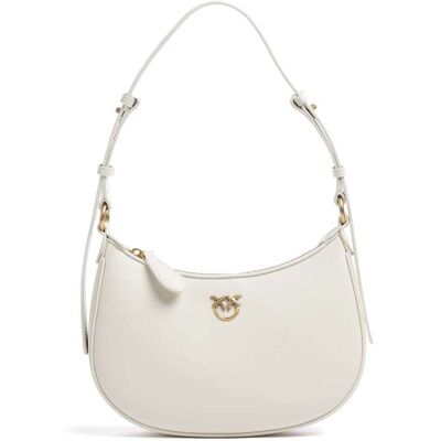 Pinko Half Moon Mini Schultertasche aus Leder, beige Pinko Half Moon Mini Schultertasche aus Leder, beige