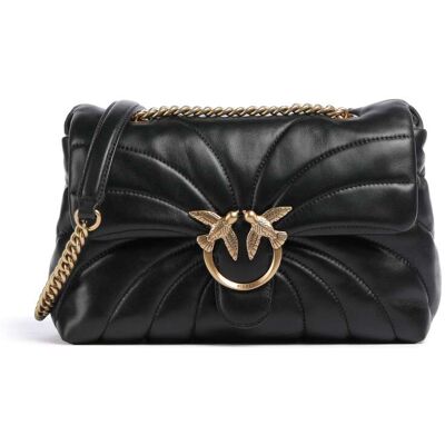 Pinko Love Puff Classic Schultertasche aus Leder, schwarz Pinko Love Puff Classic Schultertasche aus Leder, schwarz