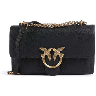 Pinko Love Soft Mini Schultertasche aus Leder, schwarz Pinko Love Soft Mini Schultertasche aus Leder, schwarz