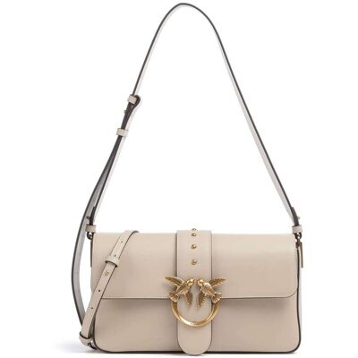 Pinko Love One Classic Slouchy Schultertasche aus Leder, beige Pinko Love One Classic Slouchy Schultertasche aus Leder, beige