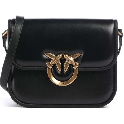Pinko Love One Mini Umhängetasche aus Leder, schwarz Pinko Love One Mini Umhängetasche aus Leder, schwarz