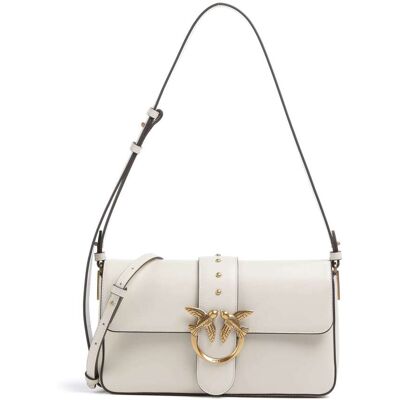 Pinko Love One Classic Slouchy Schultertasche aus Leder, beige Pinko Love One Classic Slouchy Schultertasche aus Leder, beige