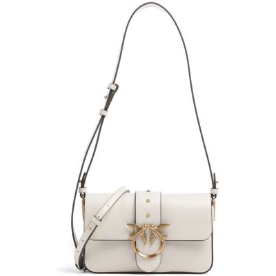 Pinko Love One Mini Slouchy Schultertasche aus Leder, weiß Pinko Love One Mini Slouchy Schultertasche aus Leder, weiß