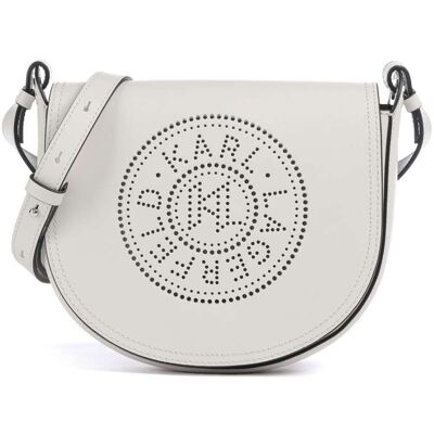Karl Lagerfeld K/Circle Umhängetasche aus Leder, weiß Karl Lagerfeld K/Circle Umhängetasche aus Leder, weiß