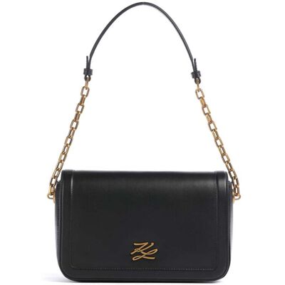 Karl Lagerfeld K/Autograph Medium Schultertasche aus Leder, schwarz Karl Lagerfeld K/Autograph Medium Schultertasche aus Leder, schwarz