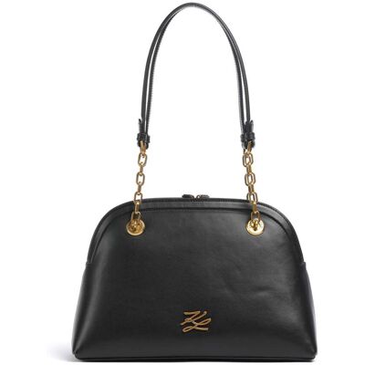 Karl Lagerfeld K/Autograph Bowling Medium Schultertasche aus Leder, schwarz Karl Lagerfeld K/Autograph Bowling Medium Schultertasche aus Leder, schwarz