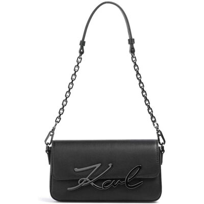 Karl Lagerfeld K/Signature 2.0 Small Schultertasche aus Leder, schwarz Karl Lagerfeld K/Signature 2.0 Small Schultertasche aus Leder, schwarz