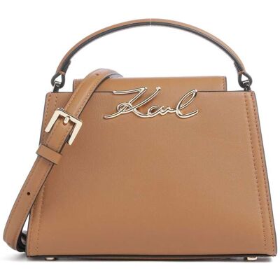 Karl Lagerfeld K/Signature Mini Handtasche aus Leder, braun Karl Lagerfeld K/Signature Mini Handtasche aus Leder, braun