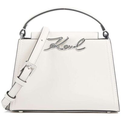 Karl Lagerfeld K/Signature Mini Handtasche aus Leder, weiß Karl Lagerfeld K/Signature Mini Handtasche aus Leder, weiß