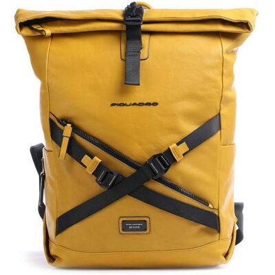 Piquadro Harper Rolltop Rucksack aus Leder, gelb Piquadro Harper Rolltop Rucksack aus Leder, gelb