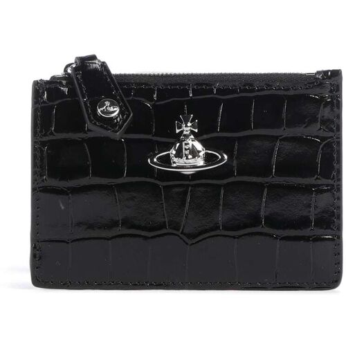 Vivienne Westwood Embossed Croc Slim Kreditkartenetui, schwarz