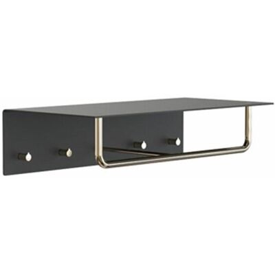 Frost Unu Wandgarderobe (mit 4 Haken, schwarz matt / gold poliert) mit 4 Haken schwarz matt / gold poliert Frost Unu Wandgarderobe (mit 4 Haken, schwarz matt / gold poliert) mit 4 Haken schwarz matt / gold poliert