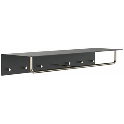 Frost Unu Wandgarderobe (mit 6 Haken, schwarz matt / gold poliert) mit 6 Haken schwarz matt / gold poliert Frost Unu Wandgarderobe (mit 6 Haken, schwarz matt / gold poliert) mit 6 Haken schwarz matt / gold poliert