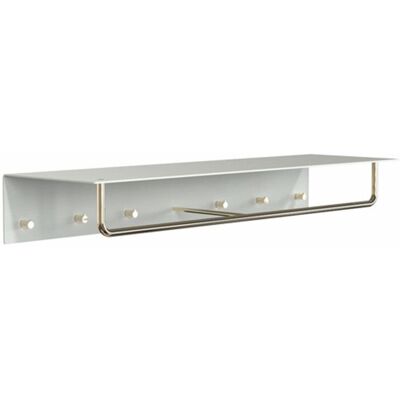 Frost Unu Wandgarderobe (mit 6 Haken, weiß matt / gold poliert) mit 6 Haken weiß matt / gold poliert Frost Unu Wandgarderobe (mit 6 Haken, weiß matt / gold poliert) mit 6 Haken weiß matt / gold poliert