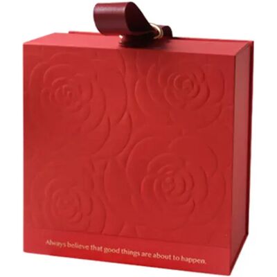 INF Elegante Geschenkbox mit floraler Prägung und Ledergriff - Halbfertig L Rot INF Elegante Geschenkbox mit floraler Prägung und Ledergriff - Halbfertig L Rot