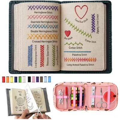 INF Stitch Book Embroidery Kit — Filz-Stichführer mit kompletter Nähwerkzeug-Ausrüstung, Multicolor-Garnset, kompakt 14x10x2cm INF Stitch Book Embroidery Kit — Filz-Stichführer mit kompletter Nähwerkzeug-Ausrüstung, Multicolor-Garnset, kompakt 14x10x2cm