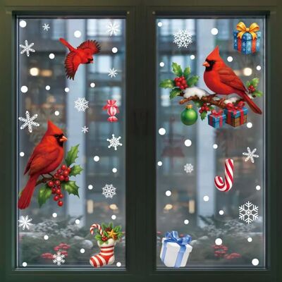 INF Weihnachtsdeko Aufkleber 2er-Set - Kreative Süßigkeiten-Vogel-Fensteraufkleber INF Weihnachtsdeko Aufkleber 2er-Set - Kreative Süßigkeiten-Vogel-Fensteraufkleber
