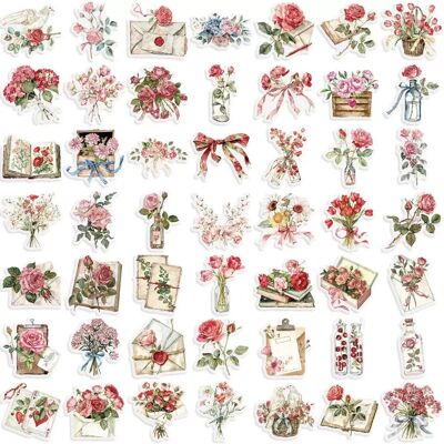 INF 50 Stück Cartoon Blumen und Buchstaben PET Transparente Aufkleber für DIY Bastelarbeiten INF 50 Stück Cartoon Blumen und Buchstaben PET Transparente Aufkleber für DIY Bastelarbeiten