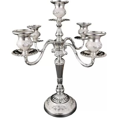 INF Vintage Kerzenständer aus Zinklegierung - Antikes Dekoratives Herzstück Silber+Weiß INF Vintage Kerzenständer aus Zinklegierung - Antikes Dekoratives Herzstück Silber+Weiß