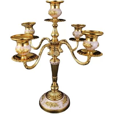 INF Vintage Kerzenständer aus Zinklegierung - Antikes Dekoratives Herzstück Weiß+Gold INF Vintage Kerzenständer aus Zinklegierung - Antikes Dekoratives Herzstück Weiß+Gold