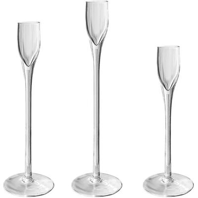 INF 3er Set Klare Glas Kerzenständer - Europäische Stiel Kerzenleuchter INF 3er Set Klare Glas Kerzenständer - Europäische Stiel Kerzenleuchter