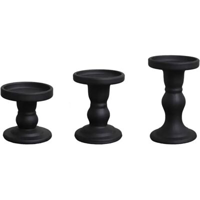 INF 3er Set Glas Kerzenständer - Vintage Retro Dekorative Kerzenhalter für Heimdeko Schwarz INF 3er Set Glas Kerzenständer - Vintage Retro Dekorative Kerzenhalter für Heimdeko Schwarz