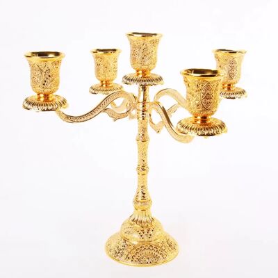 INF Goldener Pfau Fünfarmiger Kerzenständer - Zinklegierung Hochzeitskerzenhalter INF Goldener Pfau Fünfarmiger Kerzenständer - Zinklegierung Hochzeitskerzenhalter