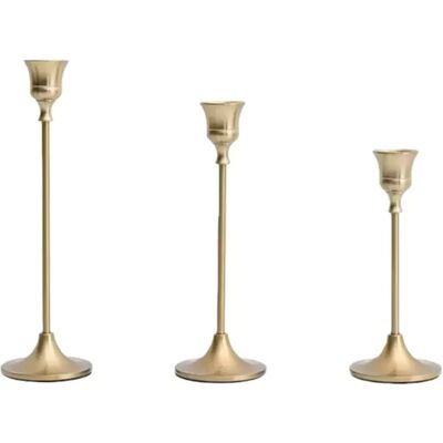 INF Goldener Eisen Kerzenständer für Stabkerzen, 3er Set - Elegantes Tischmittelstück für Hochzeit, Party, Wohndekor INF Goldener Eisen Kerzenständer für Stabkerzen, 3er Set - Elegantes Tischmittelstück für Hochzeit, Party, Wohndekor