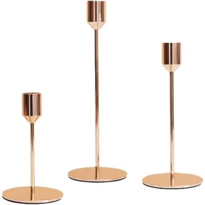 INF Roségoldenes Eisen Kerzenständer Set aus 3 – Spitzkerzenhalter für Hochzeit, Party & Wohndeko INF Roségoldenes Eisen Kerzenständer Set aus 3 – Spitzkerzenhalter für Hochzeit, Party & Wohndeko