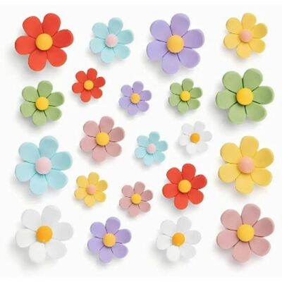 INF Blumen-Kühlschrankmagnet-Set – 21 Harz-Magnetblumen, mehrfarbig, niedliche Dekor-Magnete für Kühlschrank, Spind und INF Blumen-Kühlschrankmagnet-Set – 21 Harz-Magnetblumen, mehrfarbig, niedliche Dekor-Magnete für Kühlschrank, Spind und