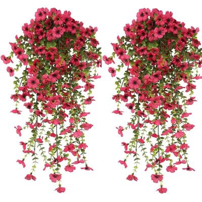 INF Violett-grüne Eukalyptus-Ranke Künstliche Blumen (2er-Pack) – Realistische Seidenblume und Kunststoff, Hängende Dekoration Rosenrot INF Violett-grüne Eukalyptus-Ranke Künstliche Blumen (2er-Pack) – Realistische Seidenblume und Kunststoff, Hängende Dekoration Rosenrot