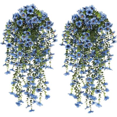 INF Violett-grüne Eukalyptus-Ranke Künstliche Blumen (2er-Pack) – Realistische Seidenblume und Kunststoff, Hängende Dekoration Blau INF Violett-grüne Eukalyptus-Ranke Künstliche Blumen (2er-Pack) – Realistische Seidenblume und Kunststoff, Hängende Dekoration Blau