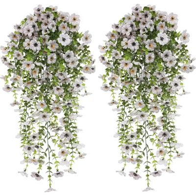 INF Violett-grüne Eukalyptus-Ranke Künstliche Blumen (2er-Pack) – Realistische Seidenblume und Kunststoff, Hängende Dekoration Weiß INF Violett-grüne Eukalyptus-Ranke Künstliche Blumen (2er-Pack) – Realistische Seidenblume und Kunststoff, Hängende Dekoration Weiß