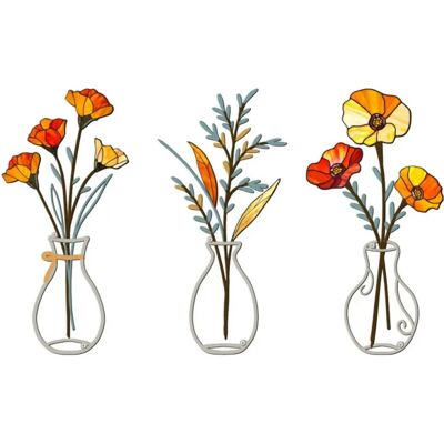 INF Metall Blumen Wandkunst 3-teilig – Eisen 3D Wanddeko, 30cm x 15cm x 3cm, gemischte Farben INF Metall Blumen Wandkunst 3-teilig – Eisen 3D Wanddeko, 30cm x 15cm x 3cm, gemischte Farben