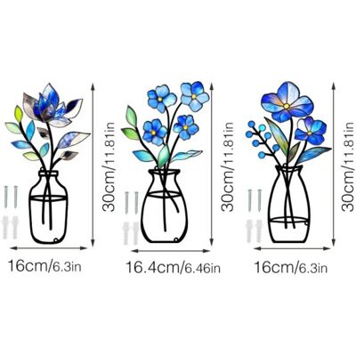 INF Metall-Blumen-Wandkunst – Eisen-Blumen-Wanddeko Set aus 3, mehrfarbig, je 30x15x3cm INF Metall-Blumen-Wandkunst – Eisen-Blumen-Wanddeko Set aus 3, mehrfarbig, je 30x15x3cm