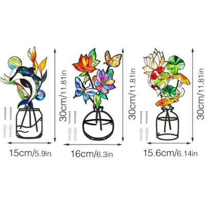 INF Metall-Blumen-Wandkunst 3-teiliges Set – Eisen Blumen Wanddeko, Mehrfarbig, 30cm x 15cm x 3cm INF Metall-Blumen-Wandkunst 3-teiliges Set – Eisen Blumen Wanddeko, Mehrfarbig, 30cm x 15cm x 3cm