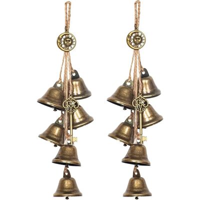 INF Garten-Eisen-Hängende Glocken 2er-Set – Sonnen- und Mond-Windspiel mit Vintage-Schmetterling, Gold INF Garten-Eisen-Hängende Glocken 2er-Set – Sonnen- und Mond-Windspiel mit Vintage-Schmetterling, Gold