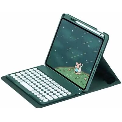 INF Dunkelgrüne Bluetooth-Tastatur mit magnetischem Gehäuse und runden Tastenkappen kompatibel mit iPad Pro 11 Zoll INF Dunkelgrüne Bluetooth-Tastatur mit magnetischem Gehäuse und runden Tastenkappen kompatibel mit iPad Pro 11 Zoll
