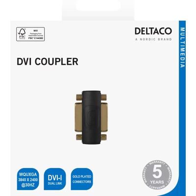 Deltaco DVI-I Dual Link Adapter, Buchse - Buchse, schwarz Deltaco DVI-I Dual Link Adapter, Buchse - Buchse, schwarz