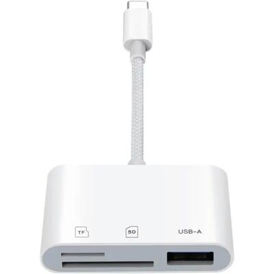 INF Type-C 3-in-1 Kartenleser — High-Speed SD/TF/USB Multi-Reader, Plug-and-Play, kompatibel mit iPad Pro, iPad Air, iPad Mini Weiß INF Type-C 3-in-1 Kartenleser — High-Speed SD/TF/USB Multi-Reader, Plug-and-Play, kompatibel mit iPad Pro, iPad Air, iPad Mini Weiß